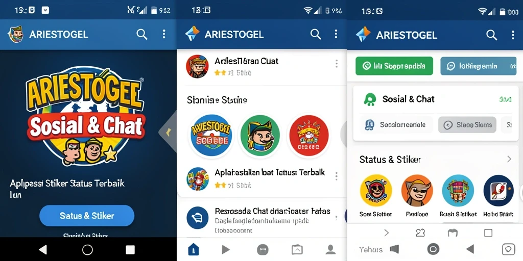 Tampilan antarmuka ARIESTOGEL dengan koleksi stiker menarik.