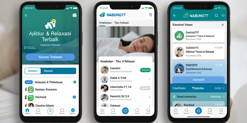 Tampilan antarmuka aplikasi NABUNG77 yang menenangkan dan fungsional.